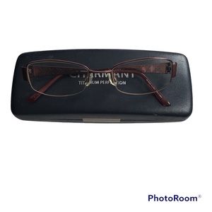 CHARMANT CH10825 BU Burgundy Rectangular Half Rim Titanium Eyeglasses Frames